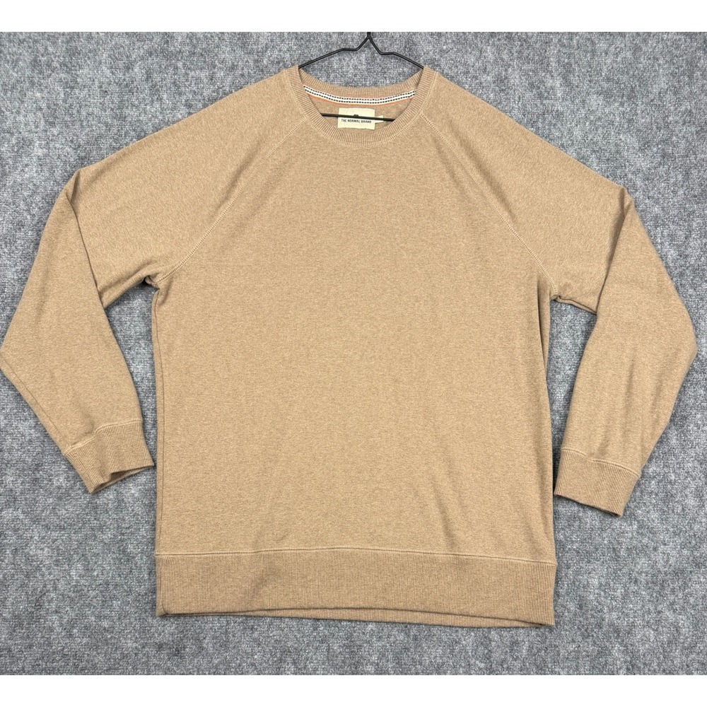 The Normal Brand Puremeso Crewneck Sweatshirt Mens XL Tan Brown Heather Raglan